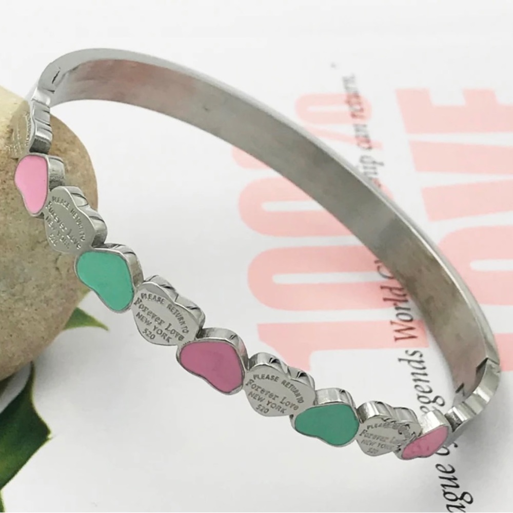 New Heart Love Bangle Silver Bracelet